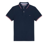 Tommy Hilfiger汤米 希尔费格 男士Polo衫 经典条纹短袖 舒适透气男装上衣 藏青-条纹 L（建议160-180斤）