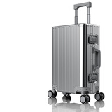 漫游全铝镁合金行李箱金属男铝框拉杆箱登机箱大旅行箱包小箱子 银色加厚航空级铝镁合金 20英寸 2025焕新版可登机