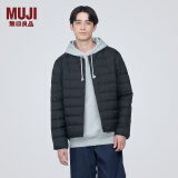 无印良品 MUJI 男式 便携式 无领羽绒夹克男款 男士羽绒服冬季款 保暖 黑色3A S