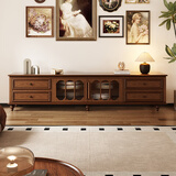 畔夏美式实木电视柜茶几组合小户型家用全实木乡村复古家具中古落地柜 MS03-【胡桃色】-1.6米电视柜