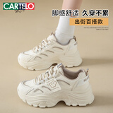 卡帝乐鳄鱼老爹鞋女鞋秋季休闲鞋女增高运动鞋跑步鞋子女 1507 卡其 38