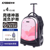 京商（Kyosho）日本初中小学生高年级可爬楼大轮子拉杆书包防水大容量男女旅行箱 粉色花语