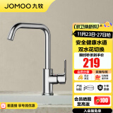 九牧（JOMOO）厨房水龙头洗菜盆水龙头台盆自来水龙头洗碗盆厨卫水槽冷热水龙头 C款-33186【新款7字型-冰河银】