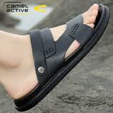 德国骆驼动感/camelactive凉鞋男春夏时尚潮流透气防滑防臭沙滩鞋真皮休闲凉拖两用 黑色（皮鞋码） 40