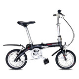狼途（Langtu） 14寸铝合金折叠自行车男女学生成人单车超轻便携单速免安装KR14 黑红