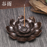 谷雨 纯黄铜香插盘香架小线香香插线香香座坐支架香炉香托香炉配件 莲花仿古线香插