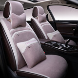 布兰特 羊羔绒汽车坐垫冬季毛绒座垫短毛绒冬天保暖座套五座通用 半包羊羔绒-梦卡其-豪华版