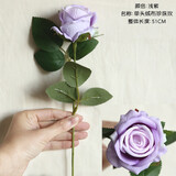 花艺赫家饰仿真花玫瑰花单支 客厅装饰花假花摆件 红色玫瑰花仿真花束摆设花 51厘米绒布珍珠玫浅紫【5支】