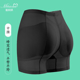 蜜桃杯假屁屁提臀内裤女丰胯丰臀神器无痕镂空夏季透气薄款加垫增跨平角 黑色中腰收腹-升级乳胶垫 1条 L （偏小一码）