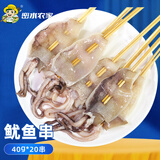 密水农家铁板大鱿鱼串烧烤串火锅油炸食材水产商用鲜活冷冻半成品海鲜 鱿鱼串40g*20串