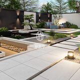 沧浪亭庭院地砖地铺石户外露台防滑砖仿古砖外墙瓷砖院子石英砖室外地砖 流川浅灰 600MM*600MM*9MM