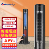 格力（GREE） 塔扇冷暖两用落地扇 电风扇家用塔式无叶加湿风扇等离子除菌取暖器暖风机WIFI 智控节能低躁电扇 黑色【负离子净味款】FL-10X61RBg