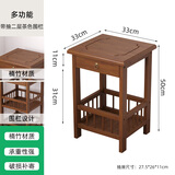 皇威马客厅沙发边柜小茶几麻将桌边角几小方桌置物架茶桌茶台边茶叶柜子 带抽二层茶色围栏