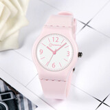 名瑞儿童手表防水表可爱中小学生男女孩石英表环保柔软表带指针式手表 淡粉色