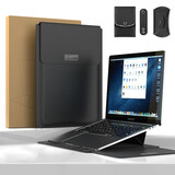 墨一 笔记本支架保护套男女 苹果Macbook13.3英寸华为14英寸联想小新便携支架内胆包 商务黑【四件套】 13/14英寸通用