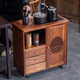 棉美实木移动茶水柜茶桌边柜泡茶台烧水壶一体茶边柜办公室茶具置物柜 【实木】单抽-无盖板