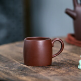 茗阳宜兴原矿纯全手工紫砂杯品茗杯茶碗老紫泥小茶杯口杯带杯金鼎杯 单个价