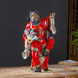 美吔 石湾公仔陶瓷人物雕塑现代中式家居客厅装饰摆件佛像招财赐福开业送礼钟馗引福归堂高30宽16CM 精品五福钟馗高45宽23