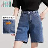 Halo Queen牛仔短裤女夏季高腰五分宽松显瘦直筒中裤H134N2634