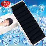 浪莎 男士丝袜 10双礼盒装 春夏季袜中筒袜商务男袜子超薄款透气吸汗短袜男人袜 粗条纹纯黑10双礼盒装 均码