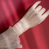 Medal Queen钻石细蛇年本命年转运红绳手链女钛钢情侣韩版手绳情人节礼物 全红绳金色