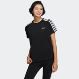 阿迪达斯AdidasNEO女子运动休闲三条纹圆领短袖T恤H65454黑色 L