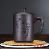 喆炜宜兴紫砂杯茶杯个人专用杯陶瓷杯男手工大容量带盖家用泡茶杯定制 龙把-竹子款550ml