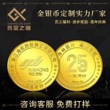 鑫金之道金币定制纪念币黄金金牌员工入职周年庆银币年会金钞1g2g徽章奖牌 定制订金