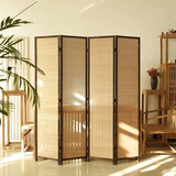 晓梦雅屏风隔断折屏做旧古典复古屏风中式折叠屏风客厅隔断竹子实木屏风 咖啡边碳化丝竹单扇40*150三扇起拍，标价为一扇