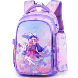 Edison小学生书包1-3年级卡通轻便减负防泼水儿童出游背包 22992-7紫色