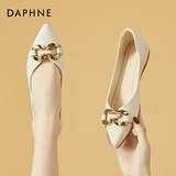 达芙妮平底鞋软底时尚女单鞋职业通勤女鞋尖头船鞋4623101057 米色 40 