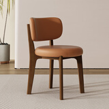 哈骆顿（HALODN）实木凳子家用餐凳餐椅餐厅椅子靠背凳 梳妆凳 化妆凳轻奢靠背椅子 【承重500斤】胡桃腿+橙色面 京速发【实木框架】+【猫爪皮】