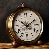 汉时（Hense）创意闹钟学生儿童床头钟桌面时钟闹表懒人起床神器石英钟表HA75 沙铜一帆风顺