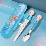 迪士尼儿童学习筷小孩训练筷子勺子家用宝宝手法纠正练习筷外出婴儿辅助  筷+勺+盒（爱莎）