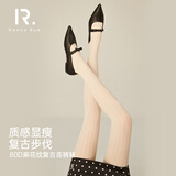 Henny Rue连裤袜女士秋冬日系80D微压显瘦麻花纹学院风打底袜子女 云朵白 1条 均码 （80-130斤）