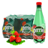 巴黎水（Perrier） 法国含气天然矿泉水500ml*24塑料瓶  多种口味气泡水可混拼 500mL 24瓶 1箱 草莓味