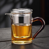 创典泡茶壶玻璃加厚耐高温带过滤冲茶器红茶泡办公室泡茶器小号花茶壶纯玻璃冲茶器 CZ-2205泡茶杯(红把320ml)