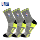 NBA袜子男士中筒时尚运动袜秋冬毛圈加厚毛巾底防滑跑步篮球棉袜3双