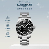 浪琴（LONGINES）彭于晏推荐 瑞士手表 康卡斯潜水系列 机械钢带男表 L38414566 黑色44.0 mm