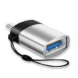 酷蛙 Type-C转USB3.0转接头 安卓数据线U盘 手机OTG 适用华为MacBook/P10/荣耀V9/小米6等送挂绳 银色