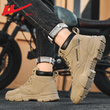 回力（Warrior）官方雪地靴子男鞋冬季加绒保暖工装高帮棉鞋男士马丁靴卡其单里42