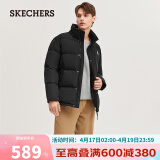 斯凯奇（Skechers）男子梭织短款羽绒外套L423M176 深黑色/002K XXL 
