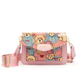 小熊依恋高颜值单肩斜跨包女包布艺宽肩带迷你小方包圣诞新年礼物圣诞礼物