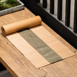 裕凡 复古茶席竹制竹编竹木 拼搭茶席书桌旗中式禅意 棉麻布艺茶垫中国风设计 茶桌茶台茶几桌具茶道配件 复古竹席（藏青色） 30*120cm