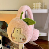 QUEEN TRIP毛绒耳罩女秋冬可爱兔子冬季保暖护耳套可折叠学生骑行加厚耳捂 粉色-兔子耳罩