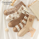 卡拉美拉（Caramella）25年春秋季森系少女中筒袜 纯新疆棉袜舒适可爱动物花卉女生袜子