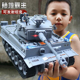 冠今玩具超大合金2.4G对战遥控坦克车可发射充电儿童汽金属履带式男孩玩具 德国虎式对战坦克