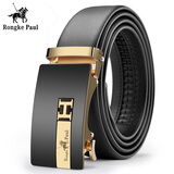 融柯保罗皮带男士腰带真牛皮新款自动扣头中青年商务休闲裤带送男友礼物 金色-款式四 110cm 【需要其他长度联系客服备注】