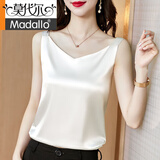 莫代尔单/两件装吊带背心女夏季内搭西装白色黑色可外穿打底衫缎面上衣 白色（一件） XL 建议115-130斤