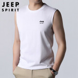 JEEP SPIRIT吉普纯棉背心男夏季圆领无袖体恤男士外穿弹力打底衫 白色 L 